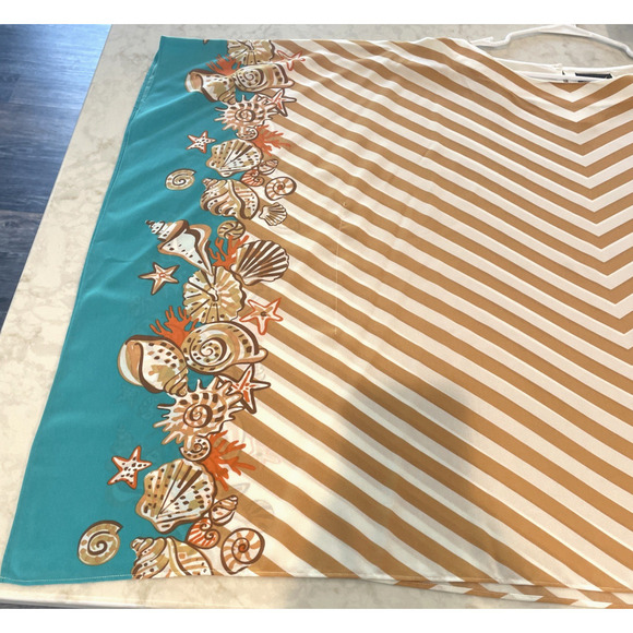 Bob Mackie Wearable Art Women's Caftan Poncho Sz L Seaside Stripes Coastal Boho - Picture 10 of 14